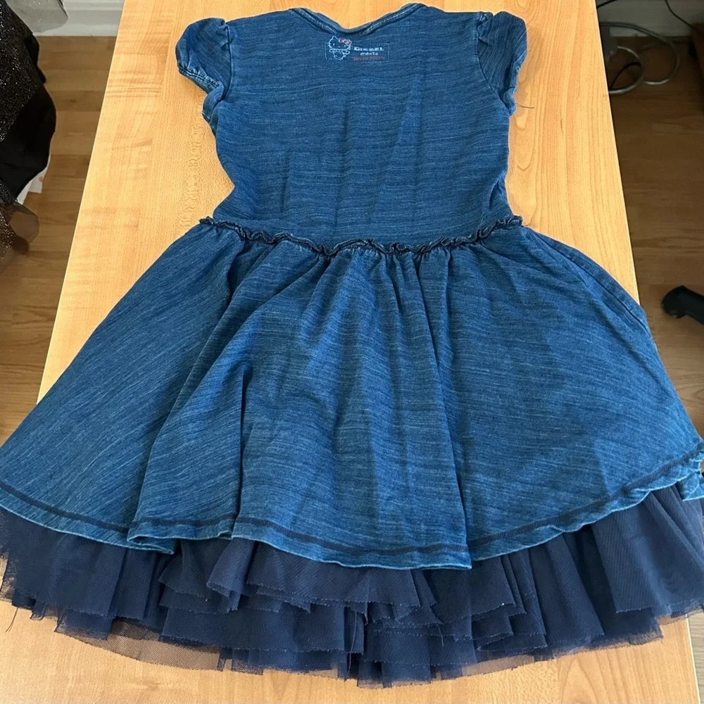 Diesel industrial Hello Kitty girls size 7 blue jean puff dress